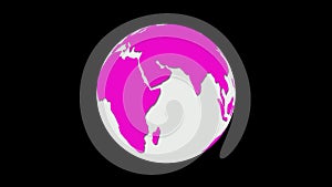 Pink and white color 3d rotated planet animation