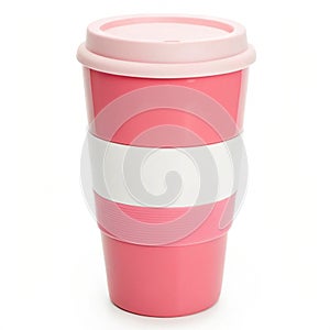 Pink and white cup isolated on white background