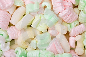 Pink, White and Green Packing Peanut Foam