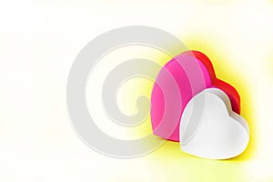 Pink and white hearts in the yellow background for celebration  Valentines  day