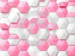 Pink and White Hexagon Pattern