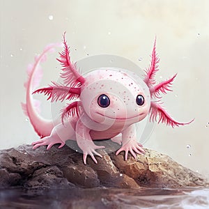 Pink and White Lizard With Red Hair on Rock