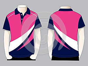 Pink-White-Navy Short Sleeve Polo Shirt Design