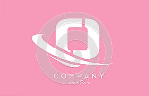 pink white O alphabet letter logo icon with swoosh. Creative template design for business and company