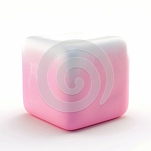 Pink and White Gradient Cube, 3D Render. A soft, pastel pink and white cube with a subtle gradient