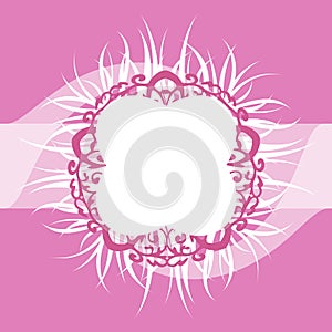 Pink and White Ornate Feather Frame