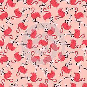 A pink and white pattern of flamingos