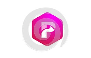 pink white polygon P alphabet letter logo icon with modern design for business and company