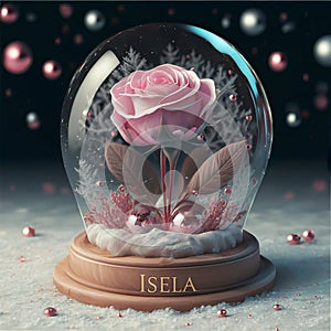 Pink And White Rose Globe AI Generated