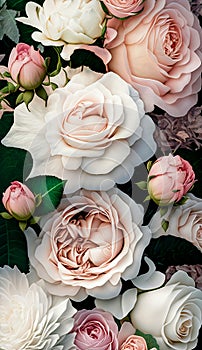 Pink and white roses. Background