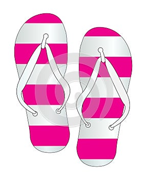 Pink And White Stripes Flip Flop Shoes