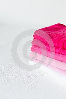 Pink and white textile on white background