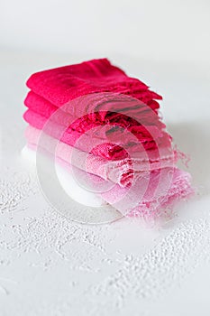 Pink and white textile on white background