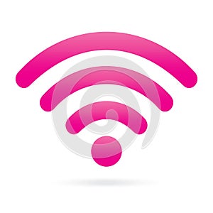 Pink wifi icon wireless symbol on isolated background