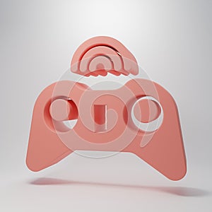 Pink Wireless gamepad icon isolated on pink background. Game controller. Minimalism concept. 3D render illustration