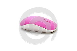 Pink wireless mouse computer isolated white background