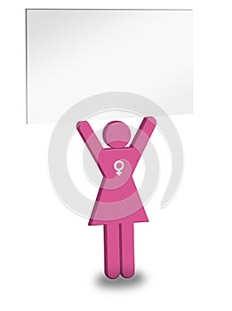Pink woman holding blank sign