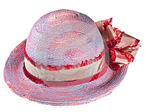 Pink woman summer straw hat