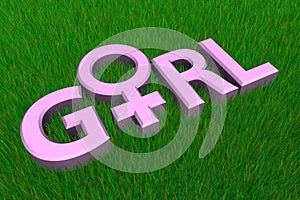 Pink Word Girl On Grass/Gender Symbol