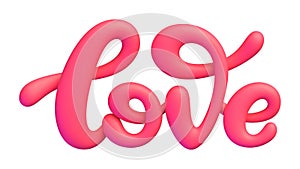 Pink word Love 3d lettering