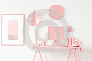 Pink workspace in teenage room