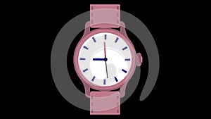 Pink wrist watch in black background