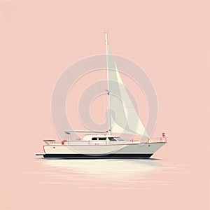 Pink Yacht In Annibale Carracci Style: Clean And Simple Design