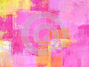 Pink and Yellow Abstract Art Painting