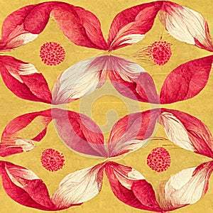 Pink and yellow abstract flower pattern Illustration