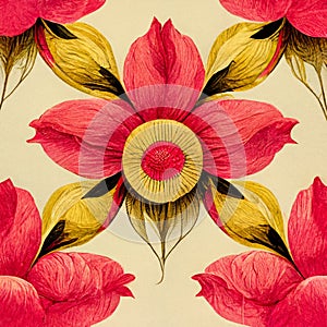 Pink and yellow abstract flower pattern Illustration