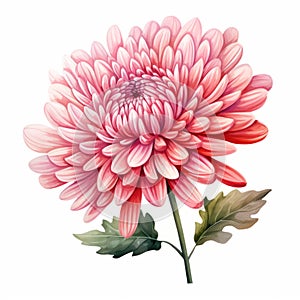 Pink Chrysanthemum Flower Clipart: Hyper-realistic Animal Illustration Style