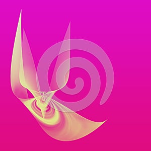 pink and yellow graphic design. abstract wing shaped object