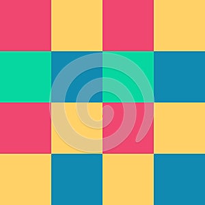 Pink Yellow Green Blue Large Seamless French Checkered Pattern. Big Colorful Fabric Check Pattern Background. Classic Checker