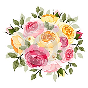 Pink and yellow roses.