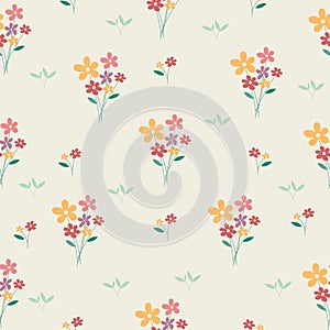 Pink,yellow and violet flower seamless pattern