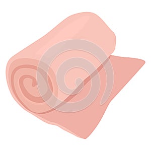 Pink yoga mat rolled up isolated on white background. Exercise and fitness equipment vector illustration