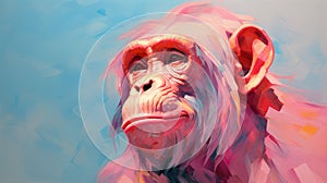 Pinkcolored Chimpanzee: A Speedpainting With Ray Tracing And Loish Style