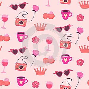 Pinkcore glamour seamless pattern. Pinkcore glamour seamless pattern.