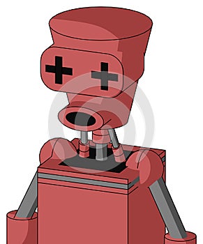 Pinkish Mech With Cylinder-Conic Head And Round Mouth And Plus Sign Eyes