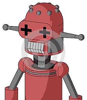 Pinkish Mech With Dome Head And Teeth Mouth And Plus Sign Eyes