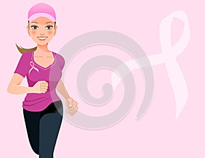 Pinkribbon concept with running woman