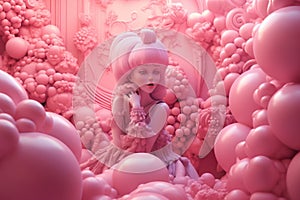 Pinks barbiecore bubble fun. Generate Ai