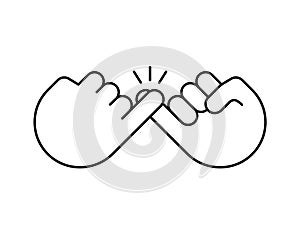 Pinky promise line icon finger vector trustworthy swear cooperation friendship. Pinky promise emoji. photo