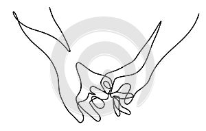 pinky swear of couple in continuous line drawing style