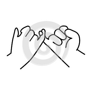 Pinky swear promise flat design line icon