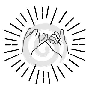 Pinky swear promise hand vector icon