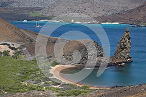 Pinnacle rock and a sublime beach, Bartolome island