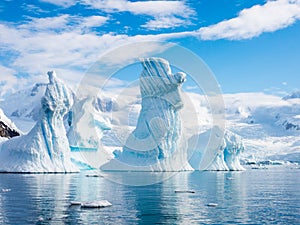 Pinnacle shaped iceberg in Andvord Bay near Neko Harbour, Antarctic Peninsula, Antarctica