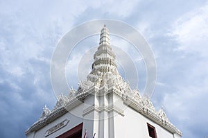 The pinnacle of white pagoda in a temple in Bangkok, Thailand