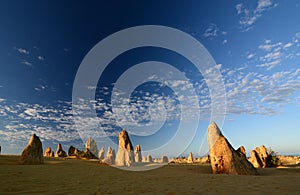 Pinnacles desert landscape at sunrise. Nambung national park. Cervantes. Western Australia. Australia